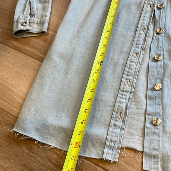 Zara Denim Long Shirt / Dress Button Down SMALL Raw Hem - Picture 3 of 5